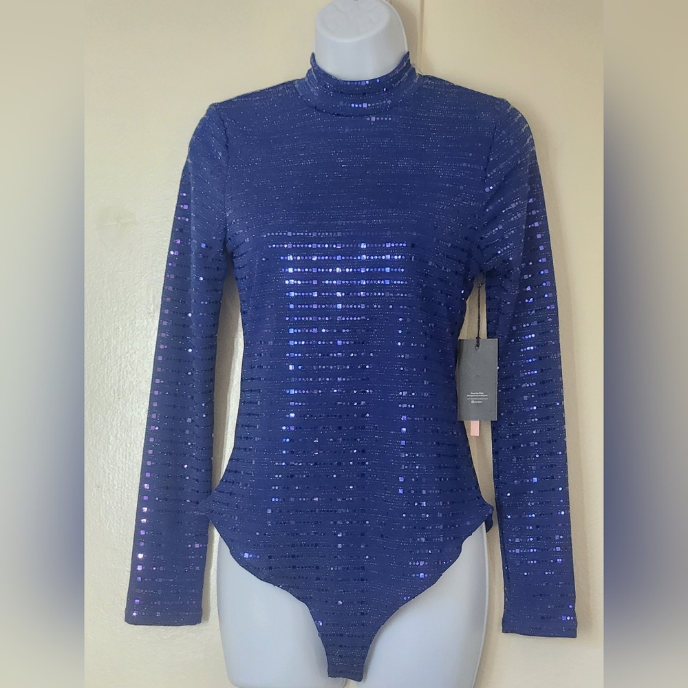 Iris Blue Sequin Long Sleeve Blouse